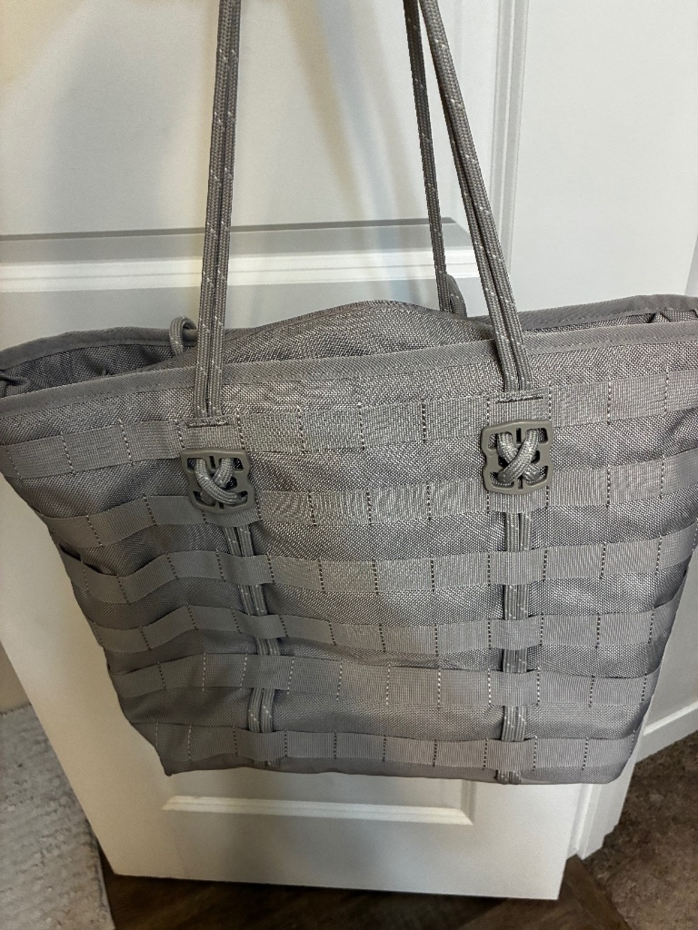 Gray tote bag